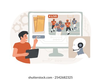 AI-Optimized Live Events abstract concept vector illustration. Entertainment. AI-driven ticket sales, audience engagement, and event logistics. AI Technology. abstract metaphor.
