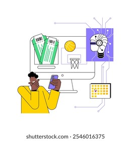 AI-Optimized Live Events abstract concept vector illustration. Entertainment. AI-driven ticket sales, audience engagement, and event logistics. AI Technology. abstract metaphor.