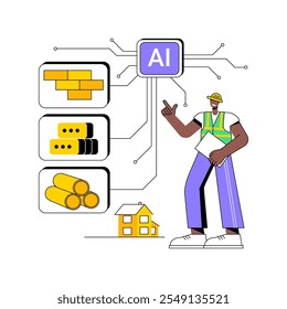 AI-Optimized Material Selection abstract concept vector illustration. Architecture and Design. Selecting the best materials for construction projects through AI analysis. abstract metaphor.