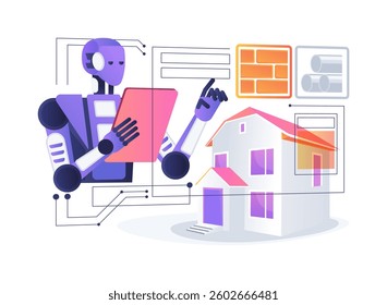 AI-Optimized Material Selection abstract concept vector illustration. Architecture and Design. Selecting the best materials for construction projects through AI analysis. abstract metaphor.
