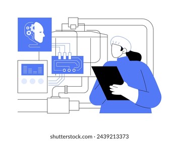 AI-Optimized Predictive Maintenance abstract concept vector illustration. Manufacturing. Predicting equipment maintenance needs with AI data analysis. AI Technology. abstract metaphor.