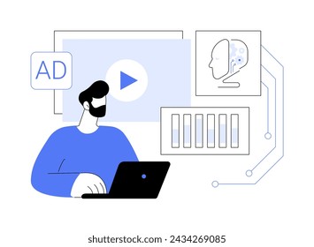 AI-Optimized Programmatic Advertising abstract concept vector illustration. Marketing and Advertising. Buying of targeted ads automation. Advertising efficiency AI Technology. abstract metaphor.