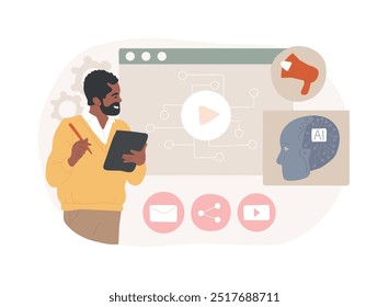 AI-Optimized Programmatic Advertising abstract concept vector illustration. Marketing and Advertising. Buying of targeted ads automation. Advertising efficiency AI Technology. abstract metaphor.