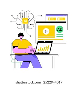 AI-Otimizado Programmatic Advertising conceito abstrato vetor ilustração. Marketing e publicidade. Compra de automação de anúncios direcionados. Eficiência da publicidade Tecnologia de IA. metáfora abstrata.