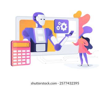 AI-Optimized Quote and Proposal Management abstract concept vector illustration. AI creating customized quotes, automating proposals, CRM integration abstract metaphor.