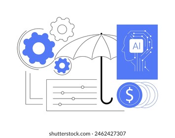 ILUSTRACIÓN VECTORIAL abstracta del concepto de estrategias de reaseguro optimizadas para IA. Seguros. Optimice las decisiones de reaseguro para minimizar la exposición y maximizar los beneficios. TECNOLOGÍA de IA. metáfora abstracta.