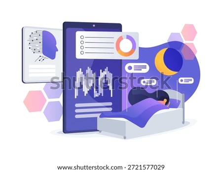 AI-Optimized Sleep Quality Enhancement Suggestions abstract concept vector illustration. Mental Health and Wellbeing. AI-driven sleep quality enhancement suggestions insight. abstract metaphor.