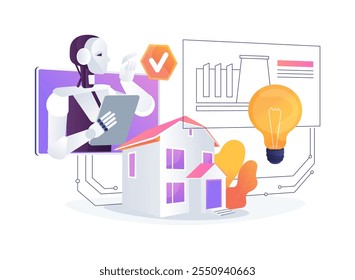 AI-Optimized Smart Grids abstract concept vector illustration. Energy. Smart grids implementation, adaptation to changing energy demands through AI analysis. AI Technology. abstract metaphor.