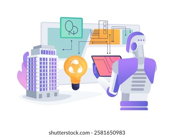 AI-Optimized Urban Planning abstract concept vector illustration. Environmental Management. Plan and design sustainable and efficient cities with AI-driven insights. abstract metaphor.