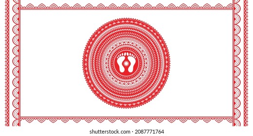 Aipan Design pattern for india festival vector red and white color
 svg