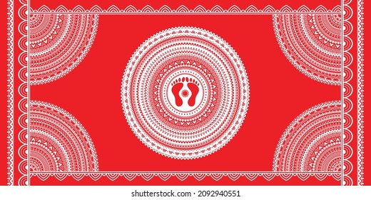 Aipan Design pattern for india festival vector red and white color
