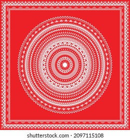 Aipan Design pattern for india festival vector red and white color
