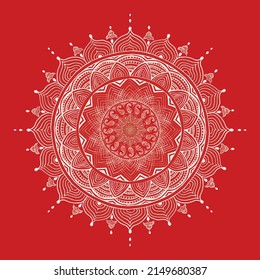 Aipan Design pattern for India festival vector red and white color svg