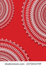 Aipan Design pattern for india festival vector red and white color	manadala artwork  svg