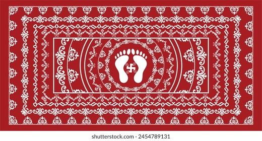 Aipan Design pattern for india festival vector red and white color svg