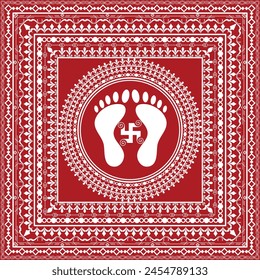 Aipan Design pattern for india festival vector red and white color svg