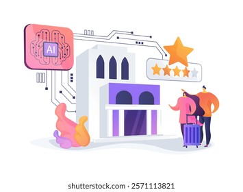 AI-Personalized Guest Experience abstract concept vector illustration. Hospitality. Tailored guest experiences, recommendations for accommodation and services. AI Technology. abstract metaphor.