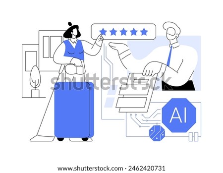 AI-Personalized Guest Experience abstract concept vector illustration. Hospitality. Tailored guest experiences, recommendations for accommodation and services. AI Technology. abstract metaphor.
