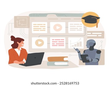 AI-Personalized Learning Plans conceito abstrato vetor ilustração. Educação. Planos de aprendizado individuais para estudantes, analisando estilos de aprendizado com a Tecnologia da IA. metáfora abstrata.