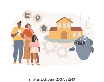 AI-Personalized Property Recommendations abstrato conceito vetor ilustração. Imóveis. Ofereça sugestões de propriedade ao cliente analisando suas preferências. Tecnologia AI. metáfora abstrata.