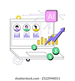 AI-Personalized Sales Abordagem conceito abstrato vetor ilustração. Vendas. Personalizar as abordagens de vendas com base nas preferências e no comportamento do cliente identificados por IA. Tecnologia AI. metáfora abstrata.