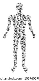 Aiplane human representation. Vector aiplane icons are combined into male illustration.