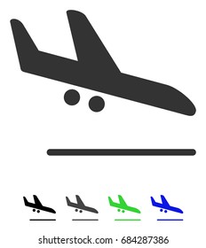Aiplane Landing flat vector icon. Aiplane Landing icon with gray, black, blue, green color versions.