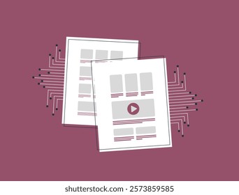 AI-powered AB testing illustration - UX research, digital optimization, user behavior analytics and automated experiments. AI-driven decisions for improving website design and performance illustration