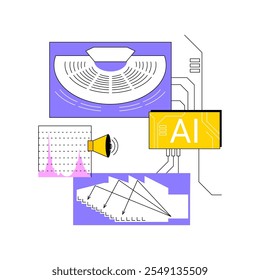 AI-Powered Acoustic Design abstract concept vector illustration. Architecture and Design. Optimize soundproofing and acoustic design for auditoriums and concert halls. abstract metaphor.