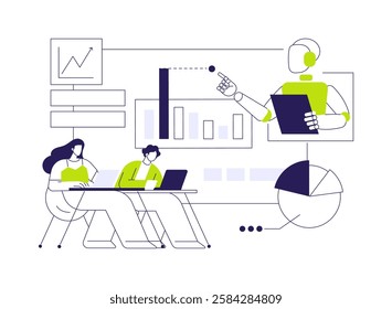 AI-Powered Advanced Data Processing abstract concept vector illustration. Data Analysis. Automate advanced complex statistical analysis with AI tools. AI Technology. abstract metaphor.