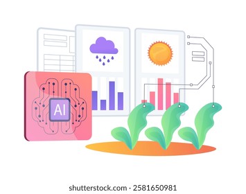 AI-Powered Agriculture Sustainability abstract concept vector illustration. Environmental Management. Sustainable farming practices, crop management, precision agriculture. abstract metaphor.