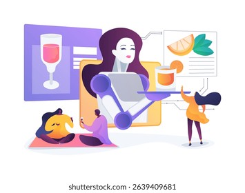 AI-Powered Beverage Personalization abstract concept vector illustration. AI tailors beverage recipes to individual preferences. abstract metaphor.