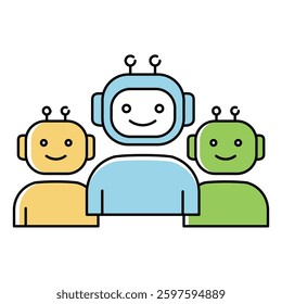 AI-Powered Business Team and Smart Collaboration Vector Icon Design