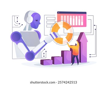 AI-Powered Crisis Response Simulation abstract concept vector illustration. Public Relations. Simulate and prepare for PR crises with AI, improve response time. AI Technology. abstract metaphor.