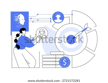 AI-Powered Customer Segmentation abstract concept vector illustration. AI analyzes consumer data to create precise customer segments for targeted marketing. abstract metaphor.