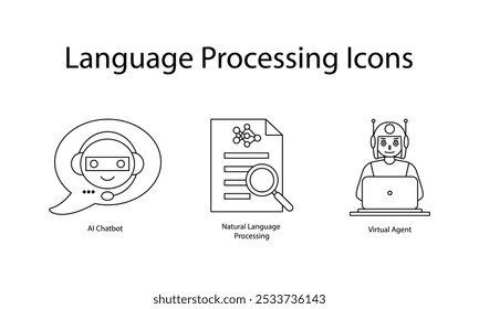 AI-Powered Customer Service Icons: Enhancing User Experience Through Intelligent Automation with editable stroke.