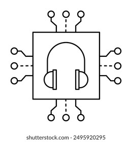 AI-Powered Customer Support. Automated Customer Service Icon. Digital AI Support Icon. Smart Customer Assistance Icon. Tech Support AI Icon.