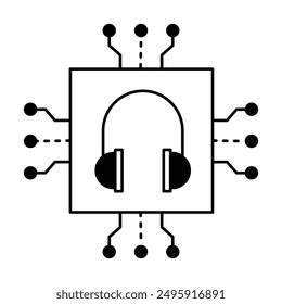AI-Powered Customer Support Icon. Automated Customer Service. Digital AI Support. Smart Customer Assistance. Tech Support AI Icon.