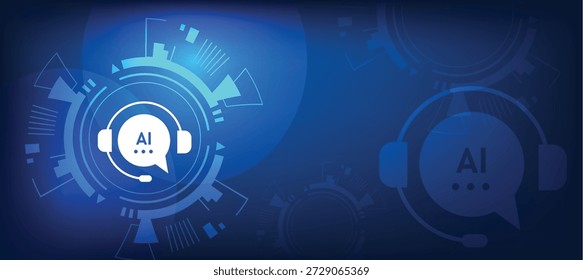 AI-Powered Customer Support Icon with Blue Abstract Service Design