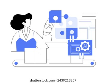 AI-Powered Customization abstract concept vector illustration. Manufacturing of customized products using AI-driven design and production processes. AI Technology. abstract metaphor.