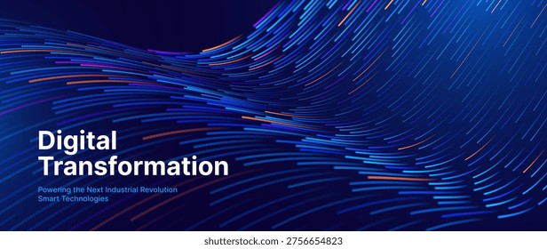 AI-Powered Data Flow Background with Seamless Stream Lines and Digital Particles. Perfect for Artificial Intelligence Whitepapers, Data Migration Visuals, or Cybersecurity Strategy Presentations.