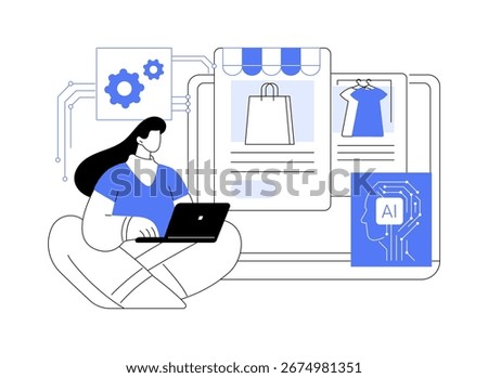 AI-Powered E-commerce Personalization abstract concept vector illustration. AI personalizing ecommerce experiences, customer satisfaction, ecommerce tools, personalized shopping abstract metaphor.