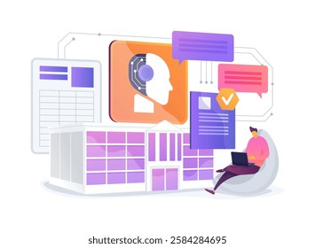 AI-Powered E-Government abstract concept vector illustration. Government and Public Services. AI-driven online platform, easy access to government services. AI Technology. abstract metaphor.