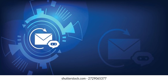Ícone de automação de e-mail ativado por IA com o conceito digital abstrato azul