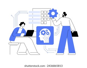 AI-Powered Employee Engagement Analysis abstract concept vector illustration. Human Resources. Measure employee satisfaction with AI surveys and sentiment analysis. abstract metaphor.