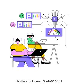 AI-Powered Employee Engagement Analysis ilustração de vetor de conceito abstrato. Recursos Humanos. Meça a satisfação dos funcionários com pesquisas de IA e análise de sentimentos.