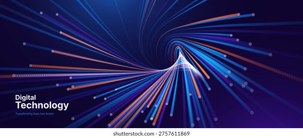 AI-Powered Fiber Optic Network with Light Particle Trails. Ultra-Fast Data Transfer Concept for Modern Cyber Infrastructure and Digital Business.