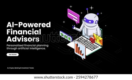 AI-Powered Financial Advisors – Smart Wealth Management and Investment Strategies Illustrated with AI, Finance Charts, and Advisory Tools | Business and Finance Vector Design