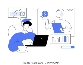 AI-Powered Financial Literacy abstract concept vector illustration. Personal Finance. Learn about personal finance through AI-driven courses and resources. AI Technology. abstract metaphor.