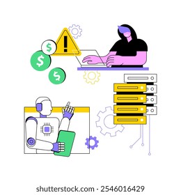 AI-Powered Fraud Detection conceito abstrato vetor ilustração. Finanças e Contabilidade. Detecte atividades financeiras fraudulentas e transações usando a tecnologia de IA.